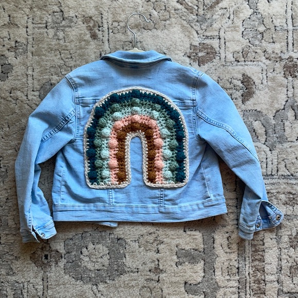 Mama Made Minis Crochet Rainbow Denim Jacket - Picture 3 of 9